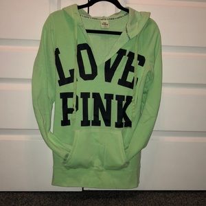 VS PINK Green VNeck Hoodie Small